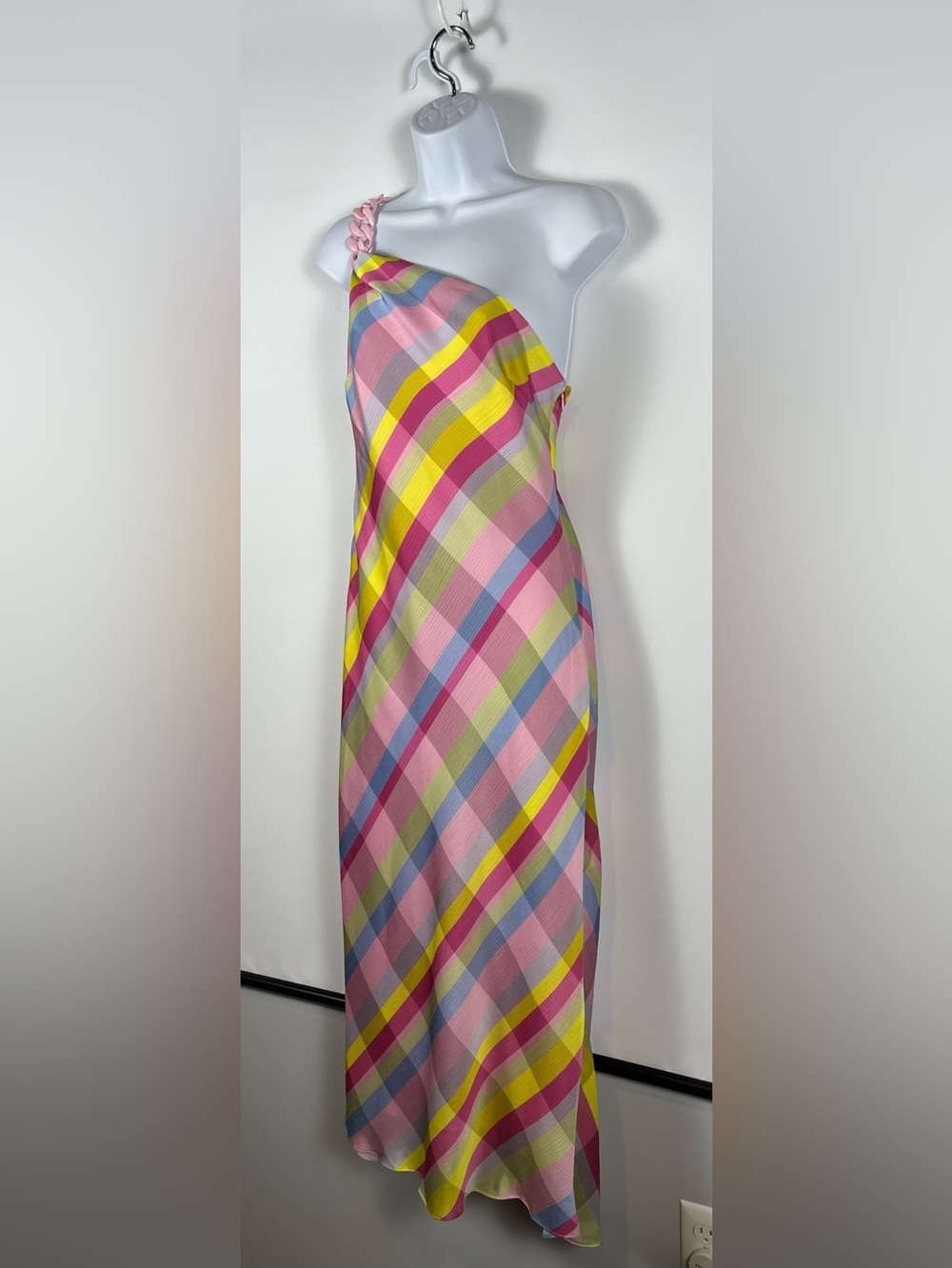 Gianni Bini x Jess Southern Shelby One-Shoulder Chain Plaid Dress Size 8 NWT - Picture 3 of 10